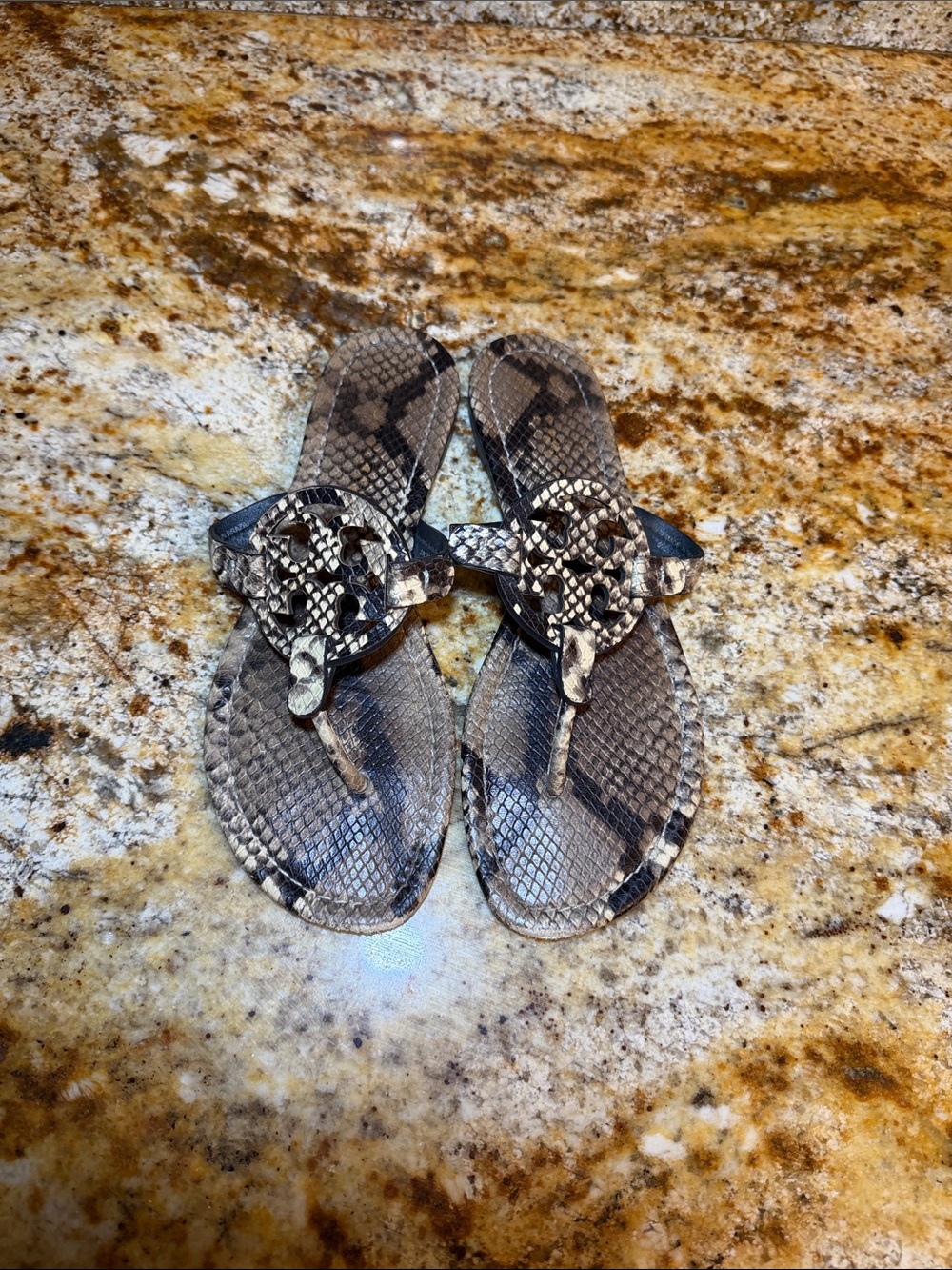 Tory Burch Miller Leather Sandals – Python / Snakeskin